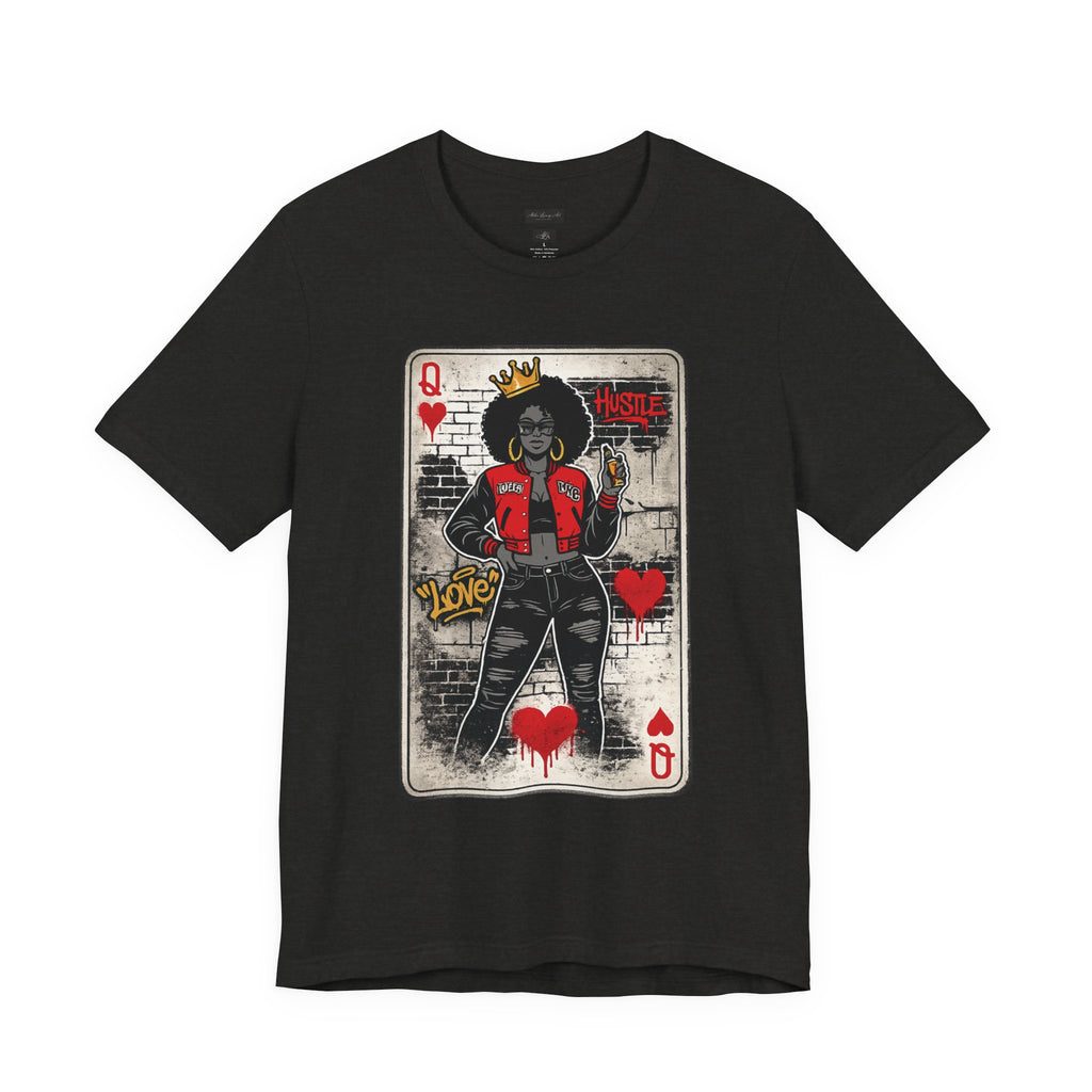 Queen of Hearts Playing Card Tee | Retro Street Art Queen, Love Hearts Design