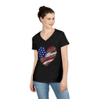 American Flag Leopard Heart T-Shirt | V-Neck Patriotic Tee
