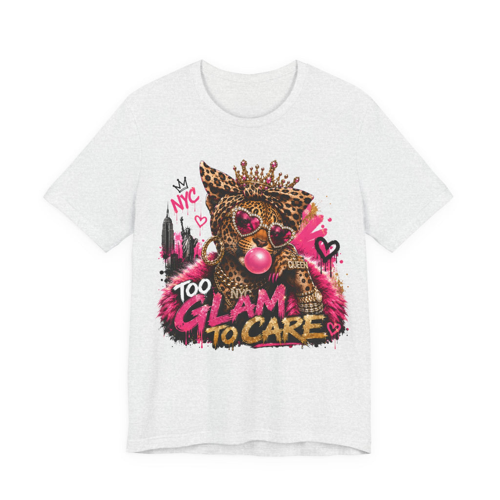 Too Glam To Care Tee — Leopard Crown Cat Graphic Shirt