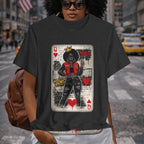 Queen of Hearts Playing Card Tee | Retro Street Art Queen, Love Hearts Design