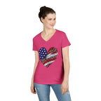 American Flag Leopard Heart T-Shirt | V-Neck Patriotic Tee