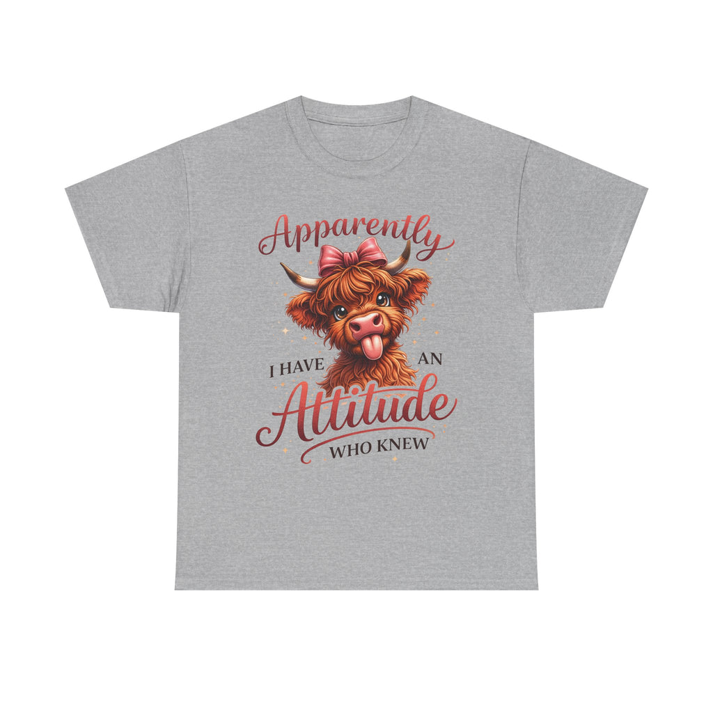 Apparently I Have An Attitude Cow T-Shirt | Cute Highland Cow Graphic
