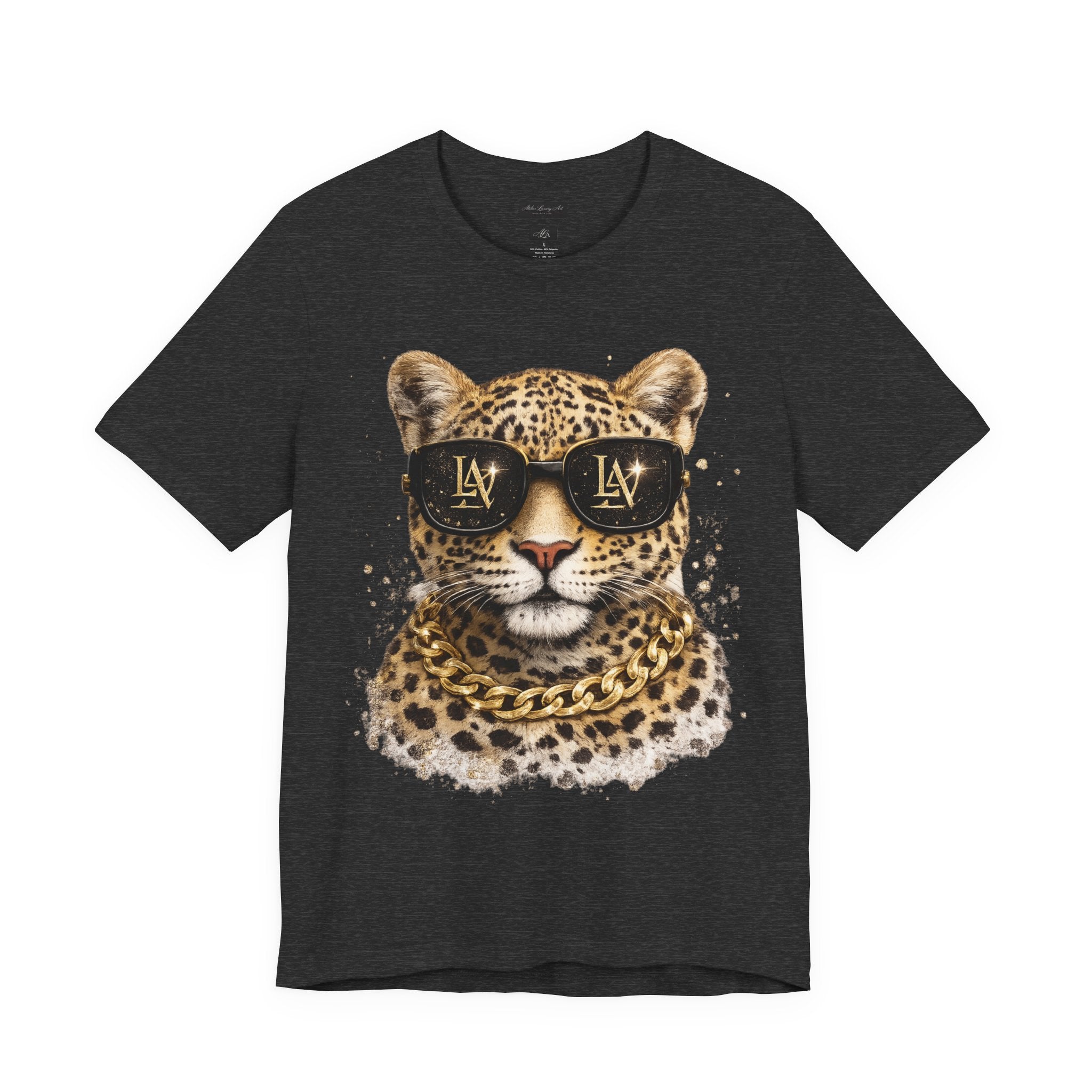 Leopard with Sunglasses Tee | Gold Chain Cheetah Graphic Shirt