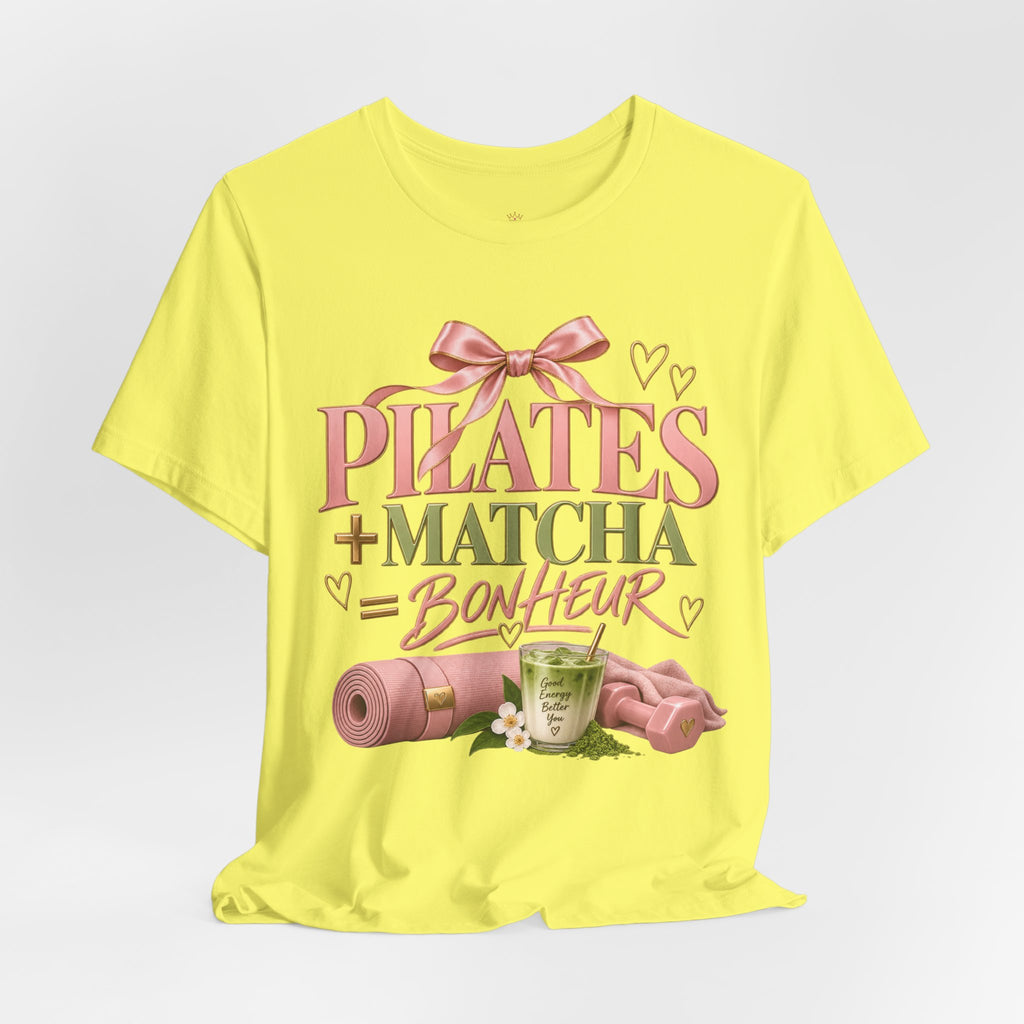 Pilates + Matcha Bonheur Tee — Yoga Mat & Matcha Fitness Shirt