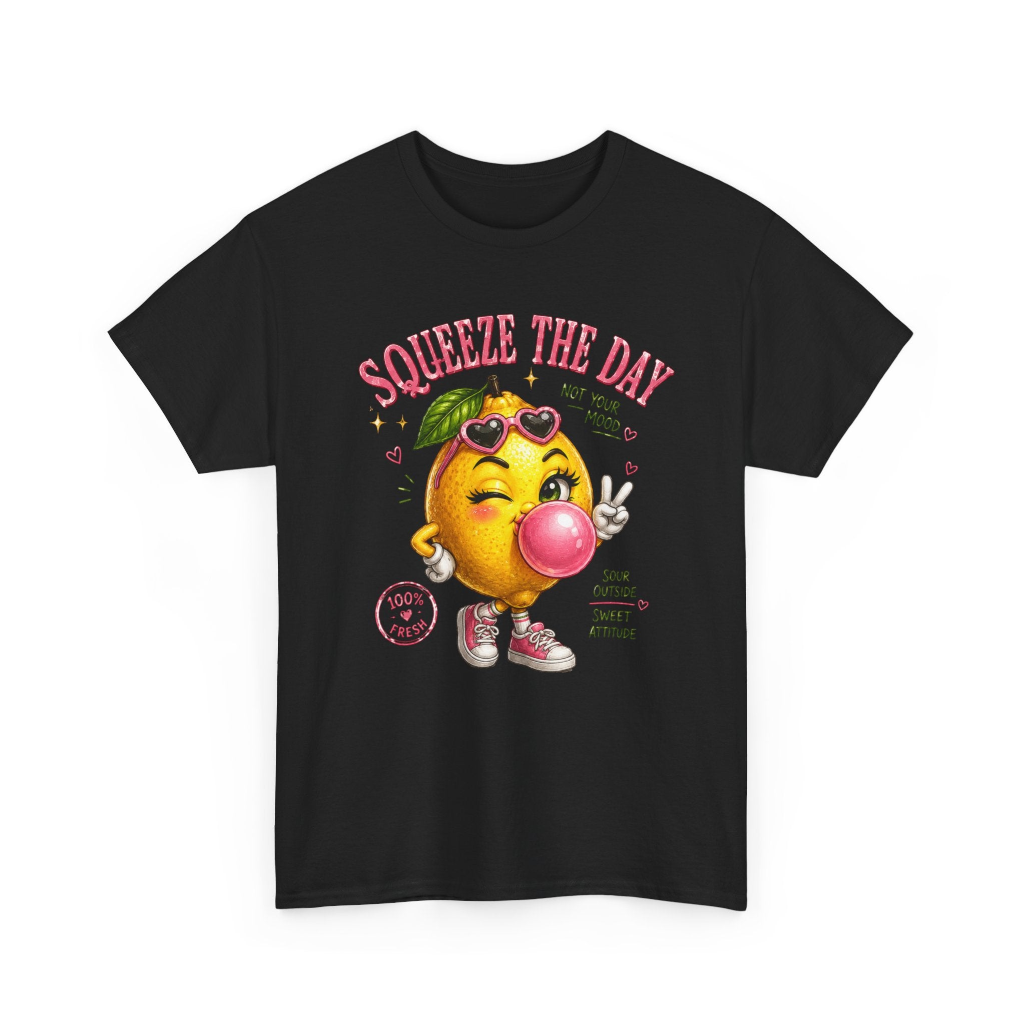 Squeeze The Day Lemon Graphic Tee | Retro Cartoon Fruit Shirt
