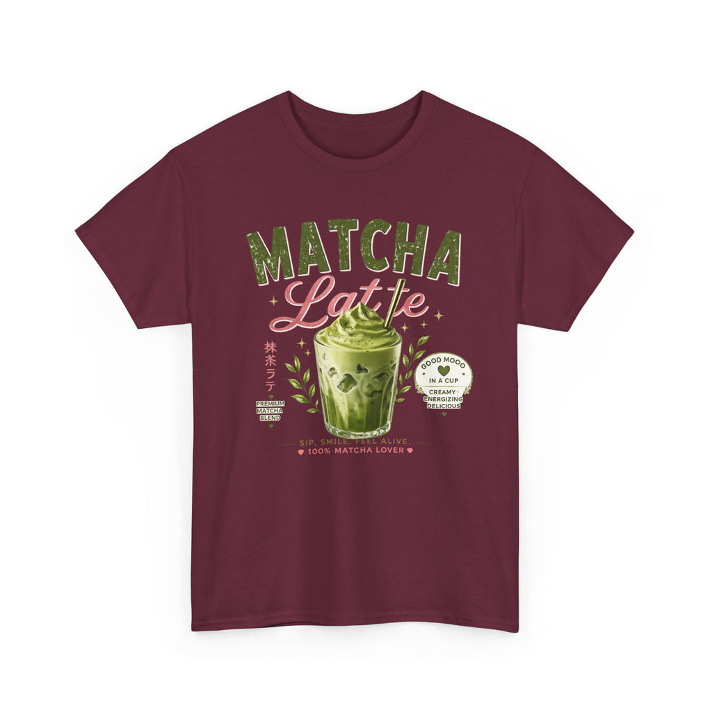 Matcha Latte T-Shirt | Iced Matcha Cup Graphic, Green Tea Illustration