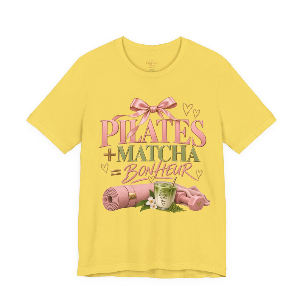 Pilates + Matcha Bonheur Tee — Yoga Mat & Matcha Fitness Shirt