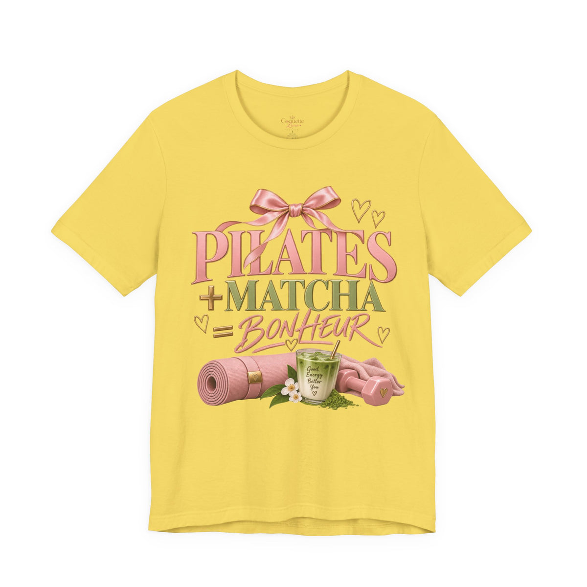 Pilates + Matcha Bonheur Tee — Yoga Mat & Matcha Fitness Shirt