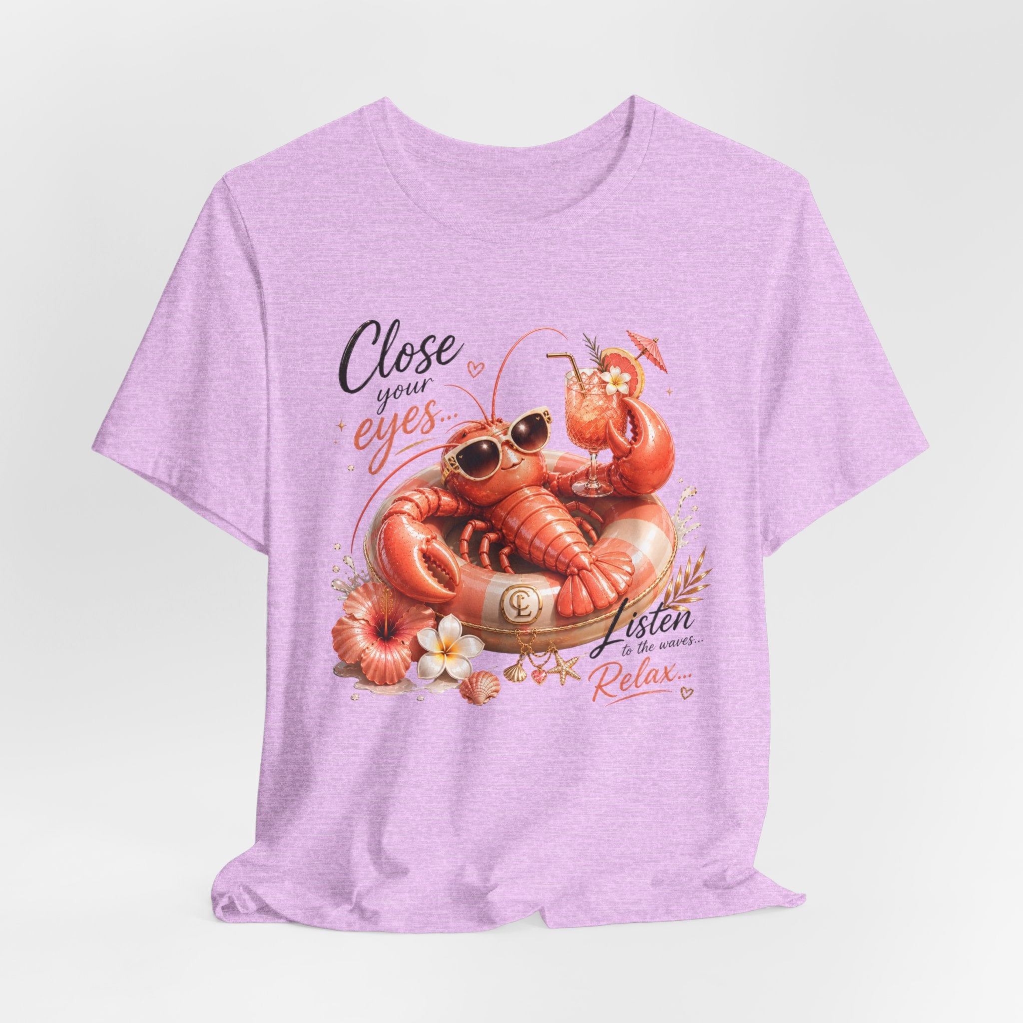 Relaxing Lobster Tee — "Close Your Eyes, Listen & Relax" Graphic T-Shirt