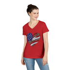American Flag Leopard Heart T-Shirt | V-Neck Patriotic Tee