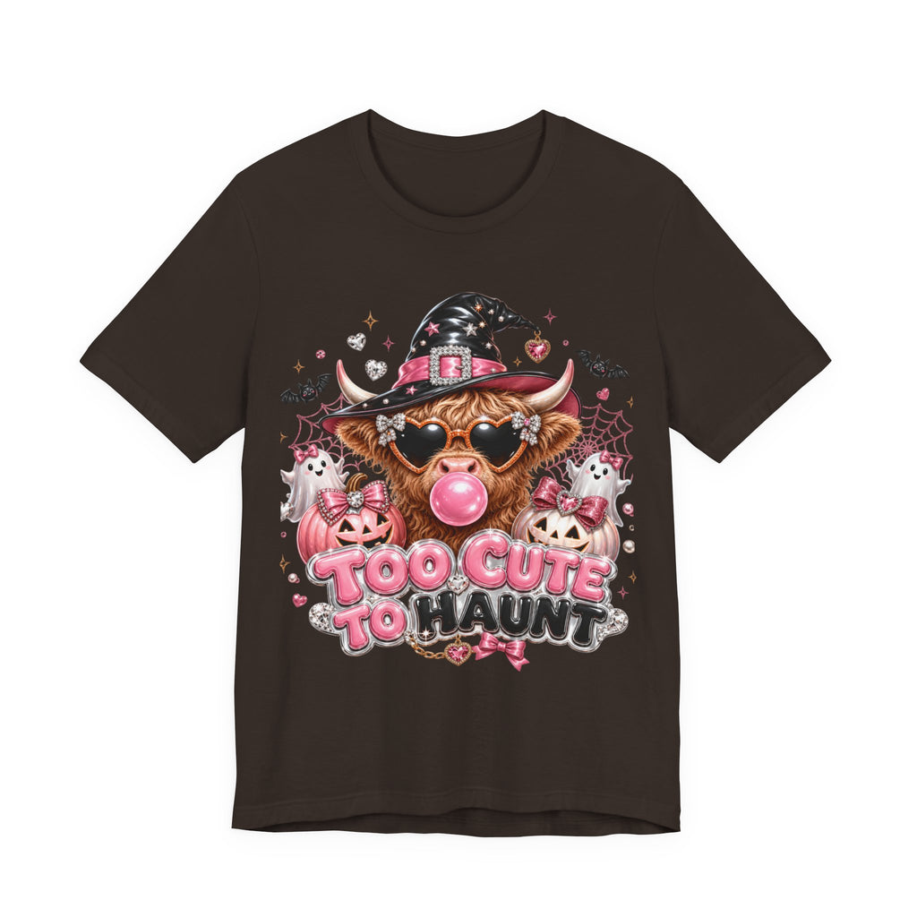 Halloween Cow T-Shirt — "Too Cute to Haunt" Cute Witch Cow Graphic Tee