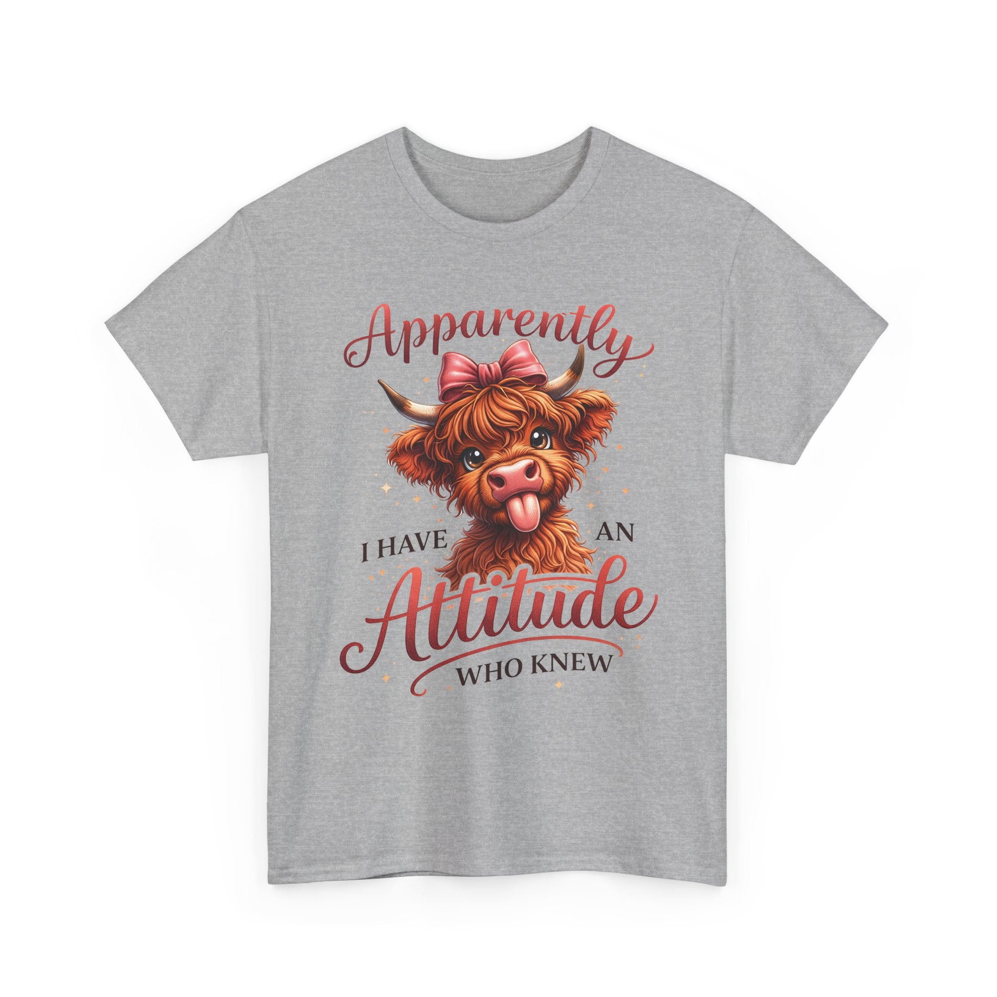 Apparently I Have An Attitude Cow T-Shirt | Cute Highland Cow Graphic