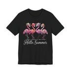Hello Summer Flamingos T-Shirt | Pink Flamingo Beach Graphic Tee