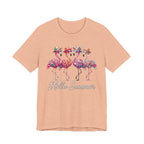 Hello Summer Flamingos T-Shirt | Pink Flamingo Beach Graphic Tee