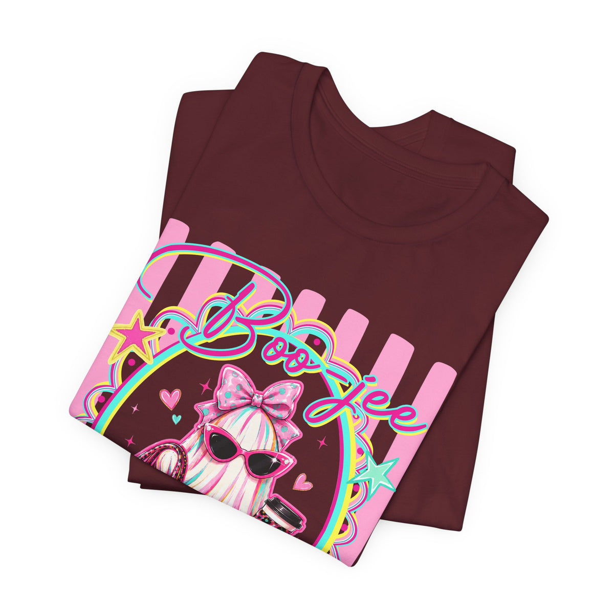 Boo-Jee Ghost Tee — Kawaii Fashion Ghost Graphic T-Shirt with Purse & Coffee