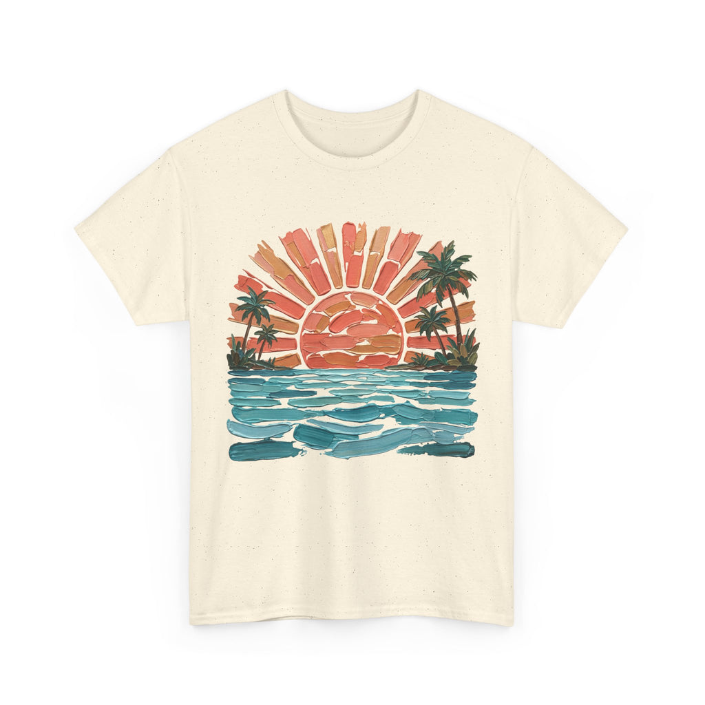 T-Shirt Vintage Coucher de soleil Palm Beach | T-Shirt Rétro Vagues Surf