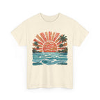 Vintage Sunset Palm Beach T-Shirt | Retro Surf Waves Tee