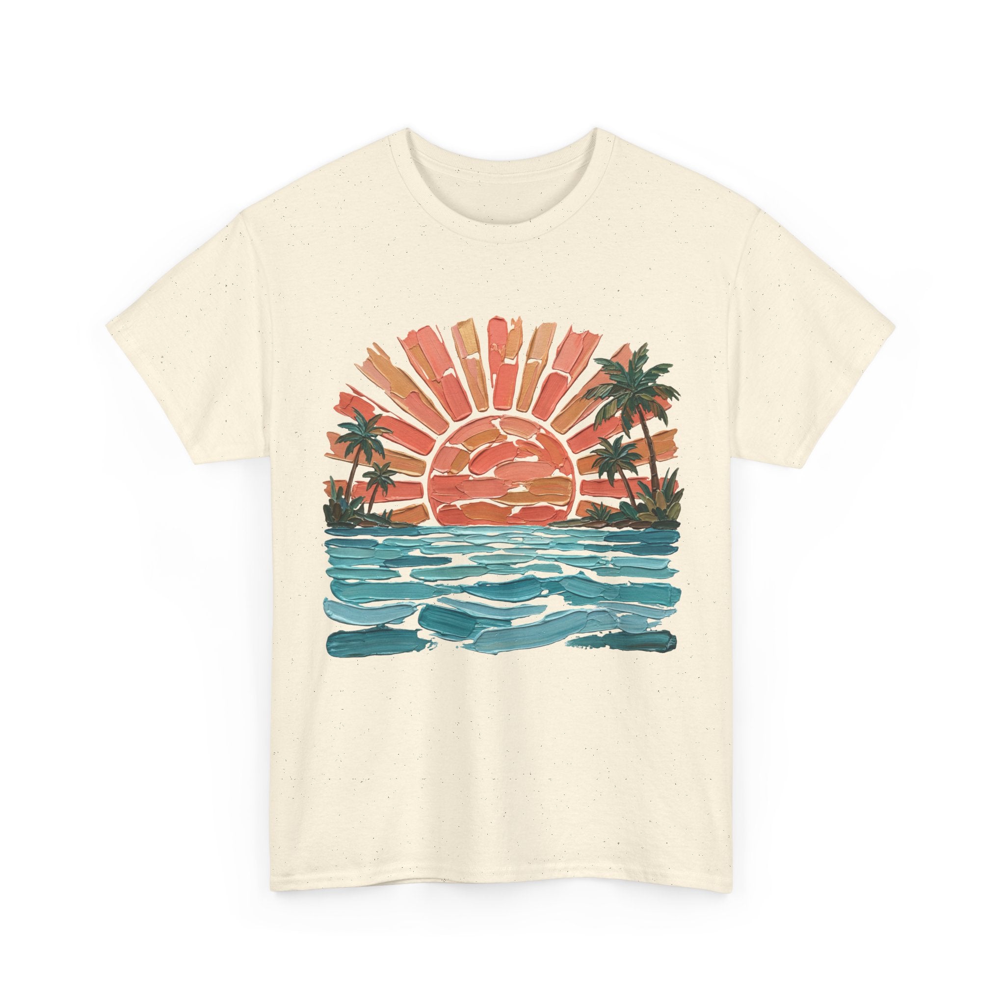 T-Shirt Vintage Coucher de soleil Palm Beach | T-Shirt Rétro Vagues Surf