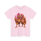Two Chickens Taking Selfie T-Shirt | Funny Poultry Illustration