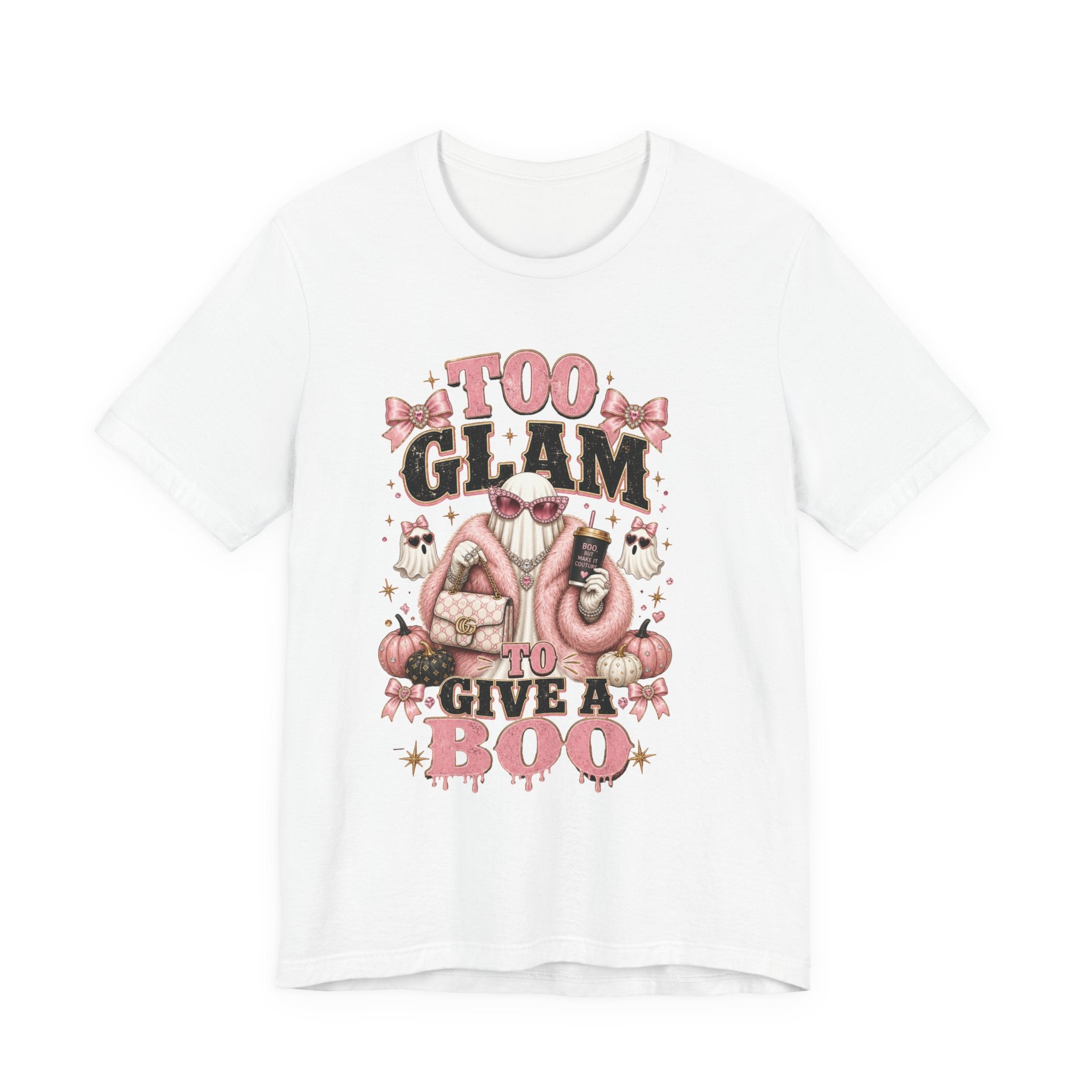 Too Glam To Give A Boo Halloween Tee — Pink Glamorous Costume Shirt