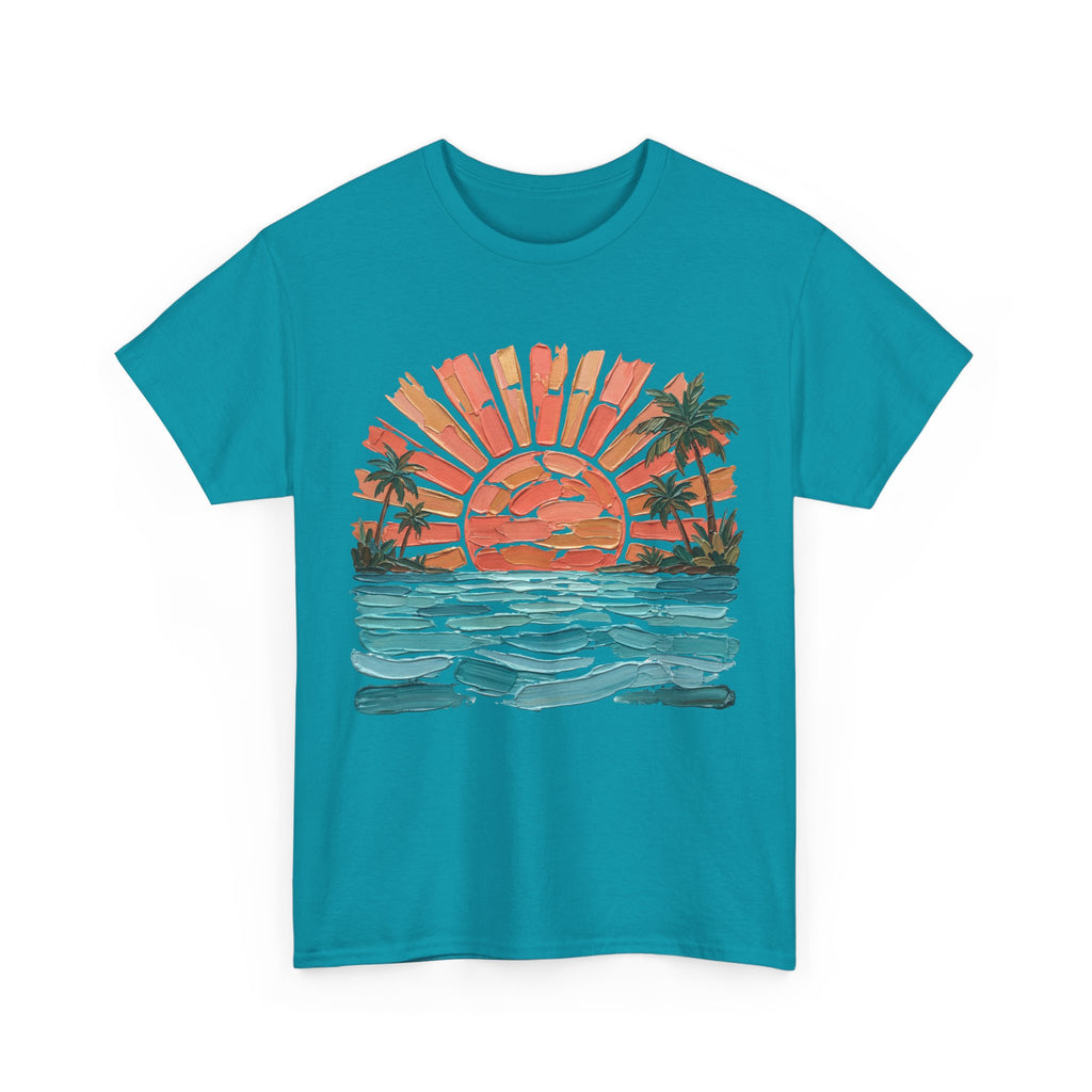 T-Shirt Vintage Coucher de soleil Palm Beach | T-Shirt Rétro Vagues Surf