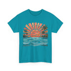 Vintage Sunset Palm Beach T-Shirt | Retro Surf Waves Tee
