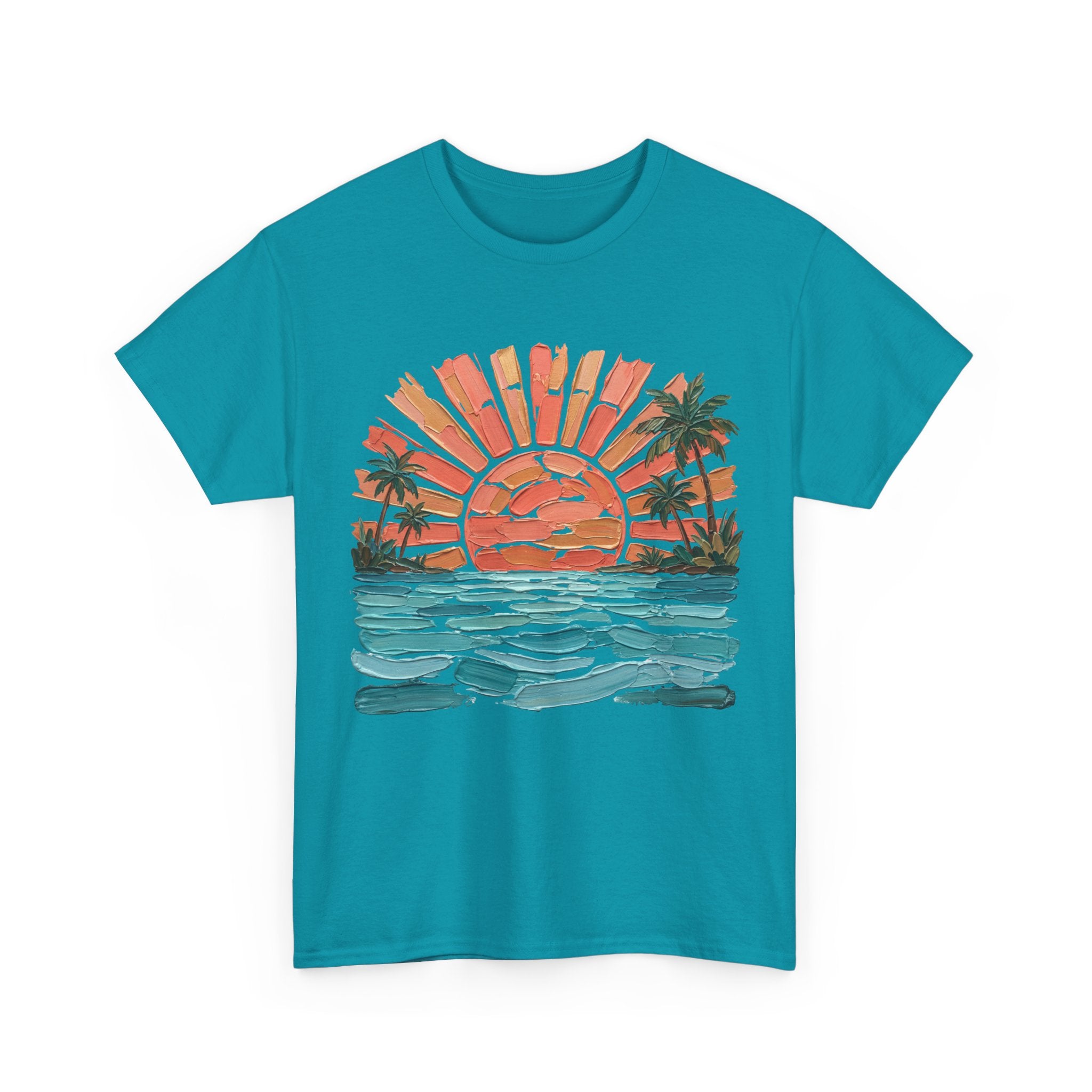 T-Shirt Vintage Coucher de soleil Palm Beach | T-Shirt Rétro Vagues Surf