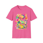 Tropical Colorful Fish T-Shirt | Neon Hibiscus Beach Illustration