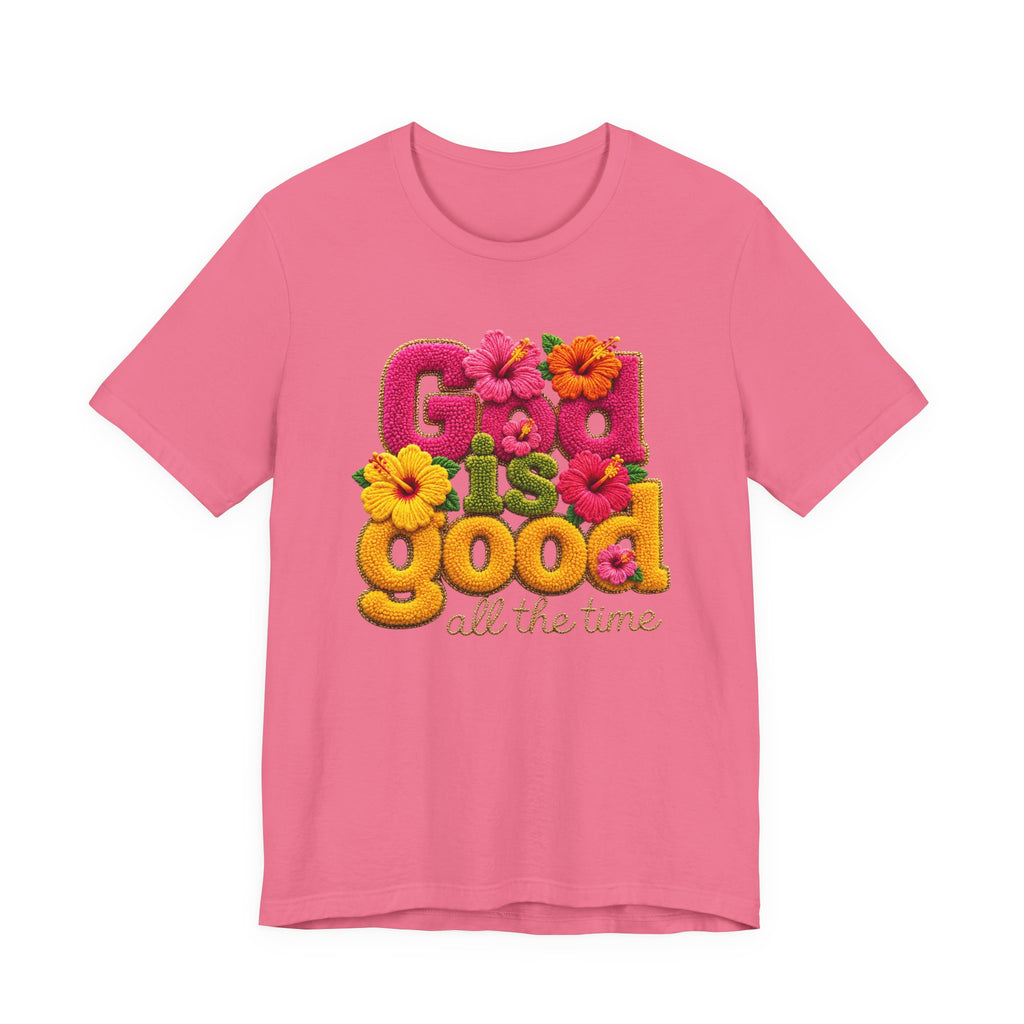 God Is Good all the time T-Shirt | Floral Retro Typography