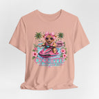Coquette Island Cow Club T-Shirt | Cute Highland Cow Pink Jet Ski Summer Graphic Tee