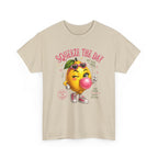 Squeeze The Day Lemon Graphic Tee | Retro Cartoon Fruit Shirt