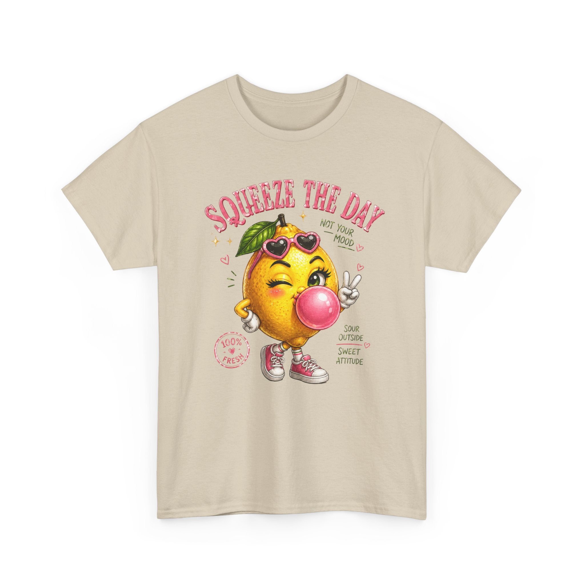 Squeeze The Day Lemon Graphic Tee | Retro Cartoon Fruit Shirt