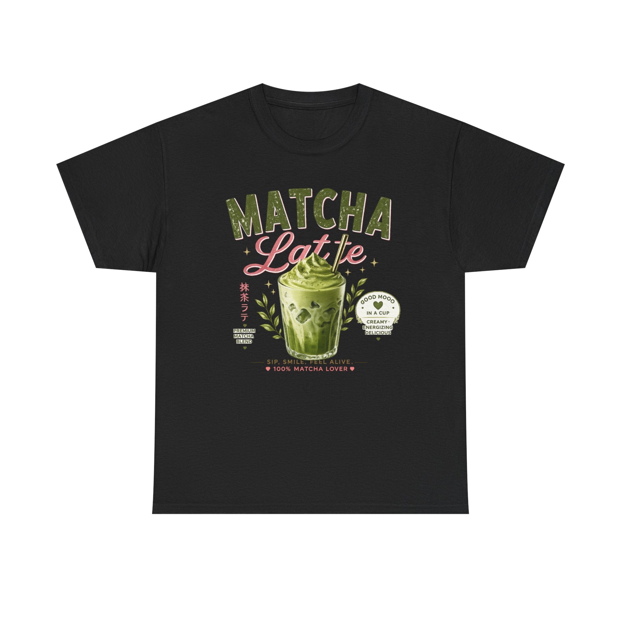 Matcha Latte T-Shirt | Iced Matcha Cup Graphic, Green Tea Illustration