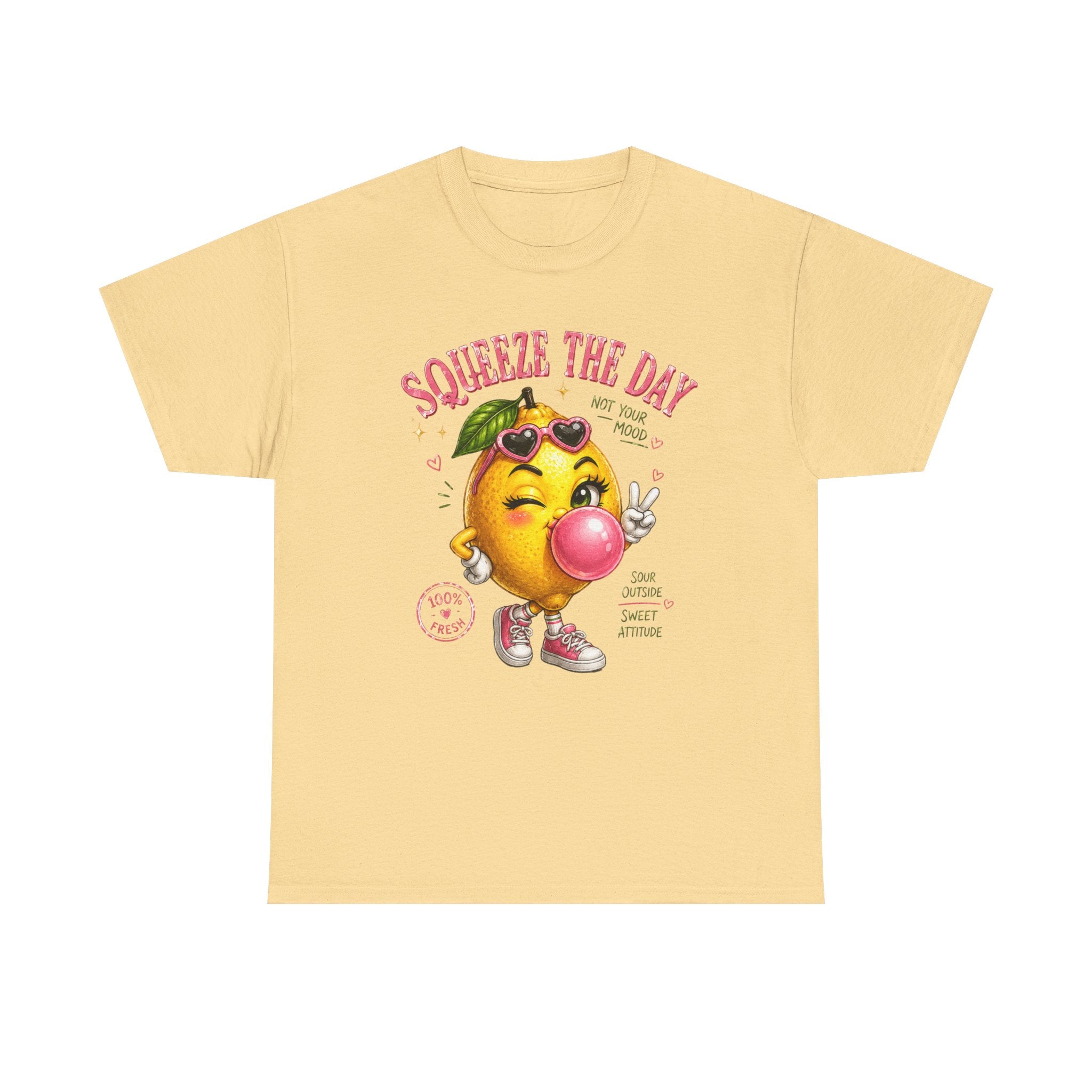 Squeeze The Day Lemon Graphic Tee | Retro Cartoon Fruit Shirt