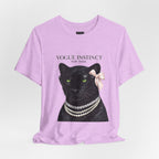 Vogue Instinct Black Cat with Pearls Tee | Fashion Cat T-Shirt