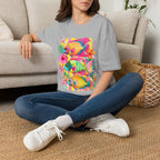 Tropical Colorful Fish T-Shirt | Neon Hibiscus Beach Illustration