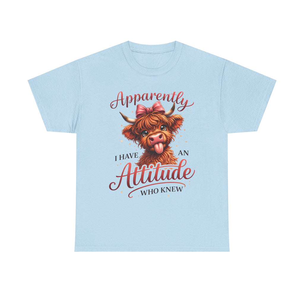 Apparently I Have An Attitude Cow T-Shirt | Cute Highland Cow Graphic