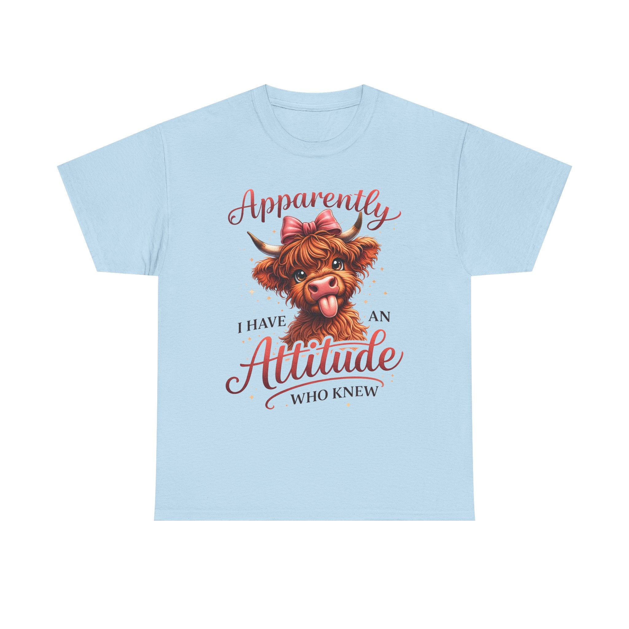 Apparently I Have An Attitude Cow T-Shirt | Cute Highland Cow Graphic