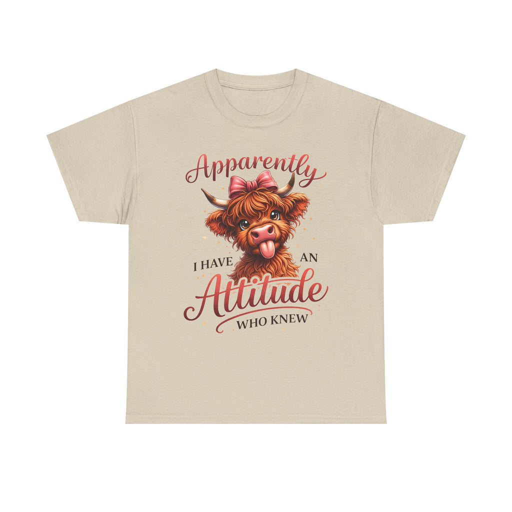 Apparently I Have An Attitude Cow T-Shirt | Cute Highland Cow Graphic