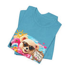 Teddy Bear Pool Float Tee | Summer Bear with Sunglasses and Flamingo
