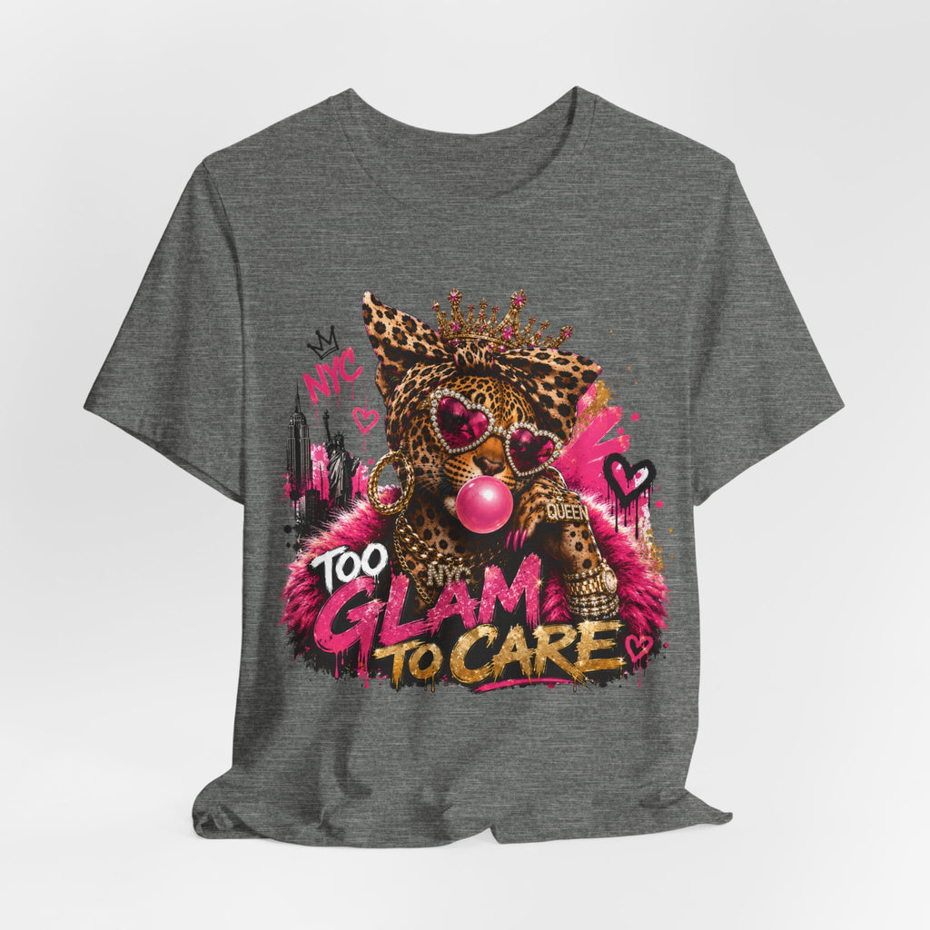 Too Glam To Care Tee — Leopard Crown Cat Graphic Shirt