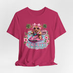 Coquette Island Cow Club T-Shirt | Cute Highland Cow Pink Jet Ski Summer Graphic Tee