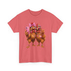 Two Chickens Taking Selfie T-Shirt | Funny Poultry Illustration