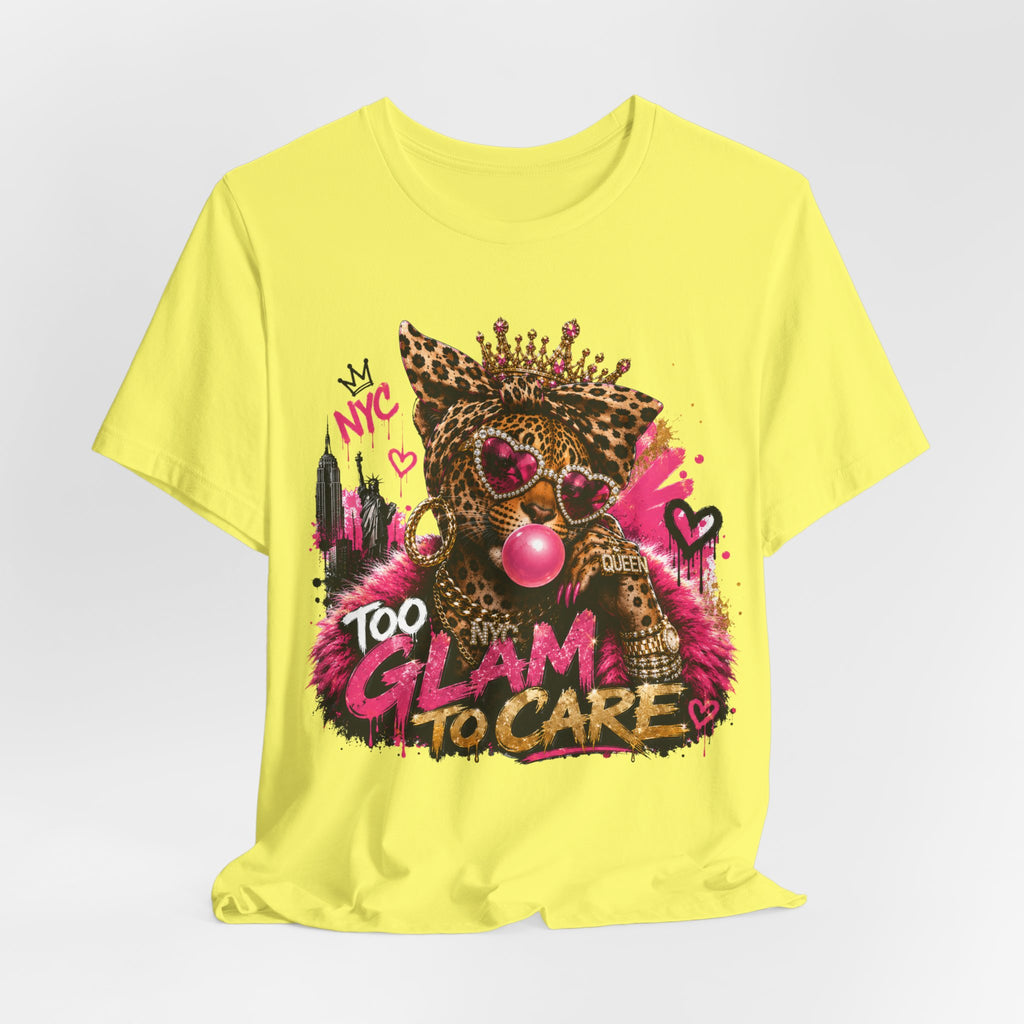 Too Glam To Care Tee — Leopard Crown Cat Graphic Shirt