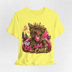 Too Glam To Care Tee — Leopard Crown Cat Graphic Shirt