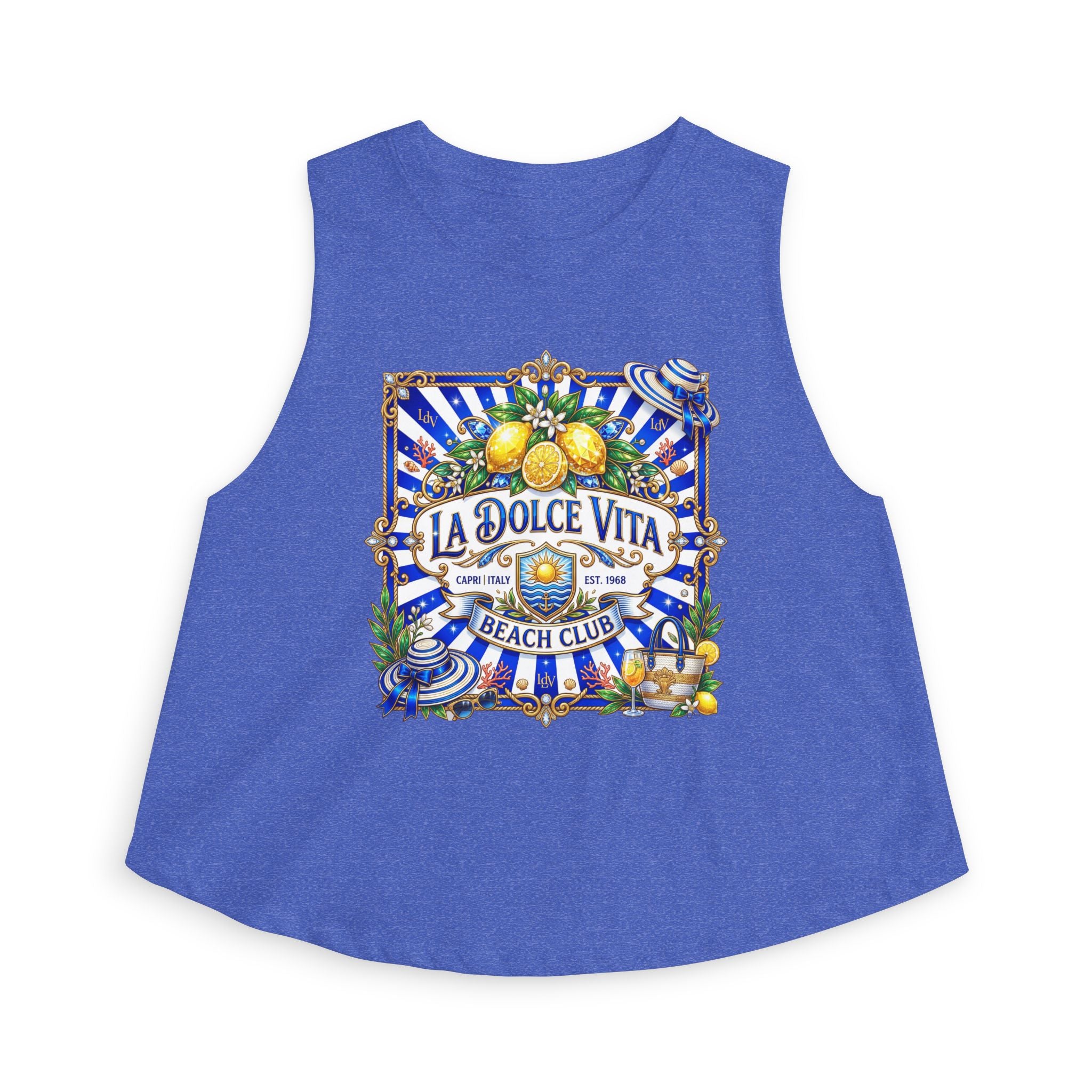 La Dolce Vita Lemon Beach Club Crop Top | Mediterranean Summer Graphic