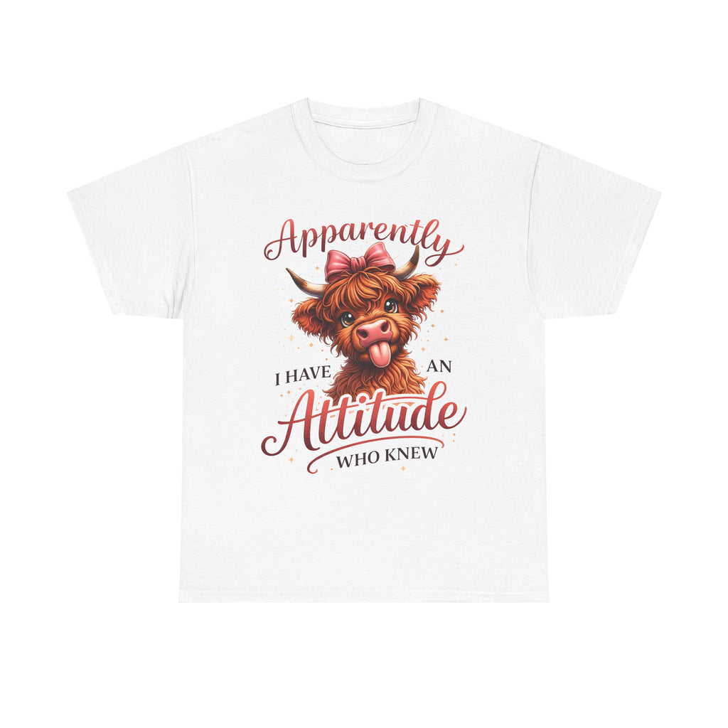 Apparently I Have An Attitude Cow T-Shirt | Cute Highland Cow Graphic