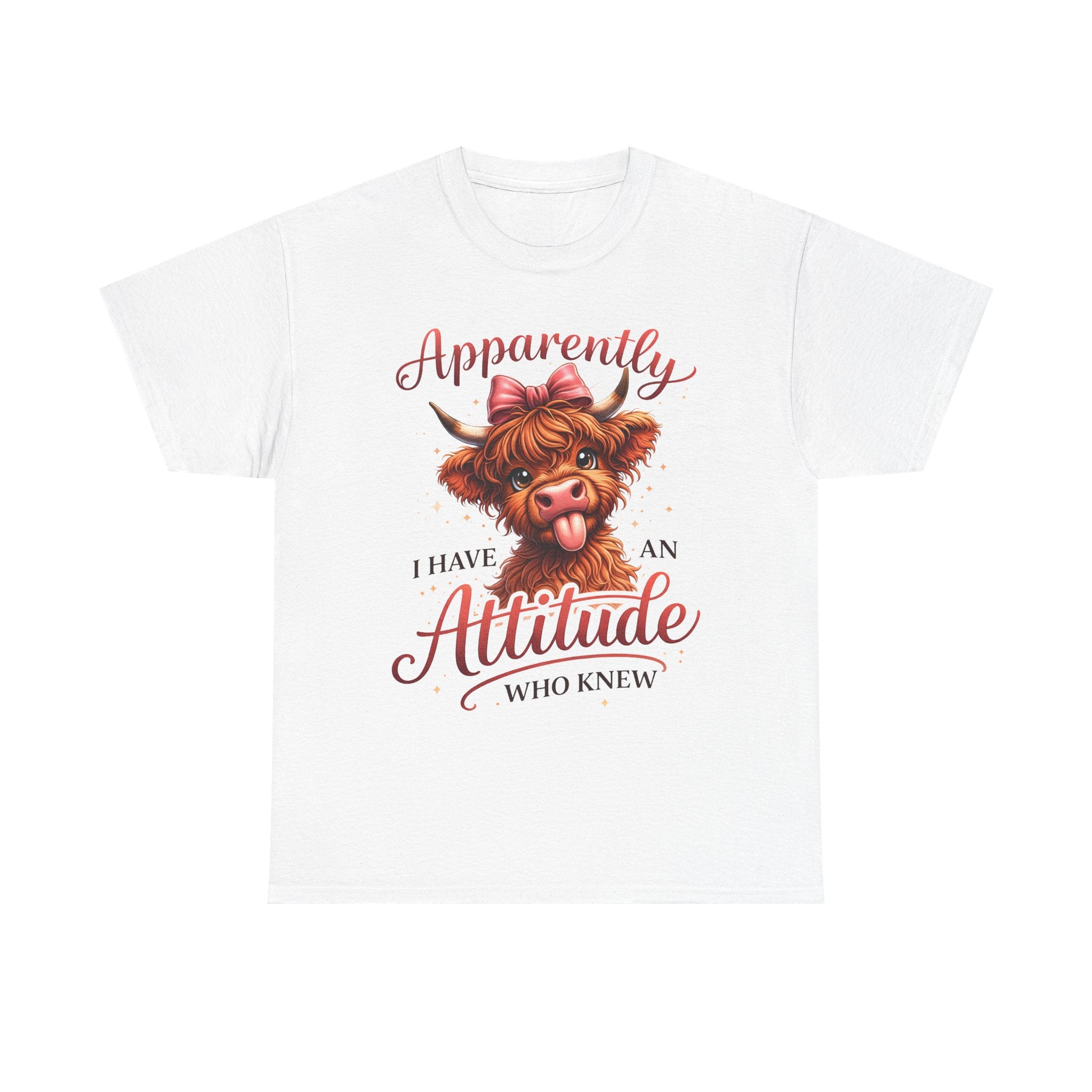 Apparently I Have An Attitude Cow T-Shirt | Cute Highland Cow Graphic