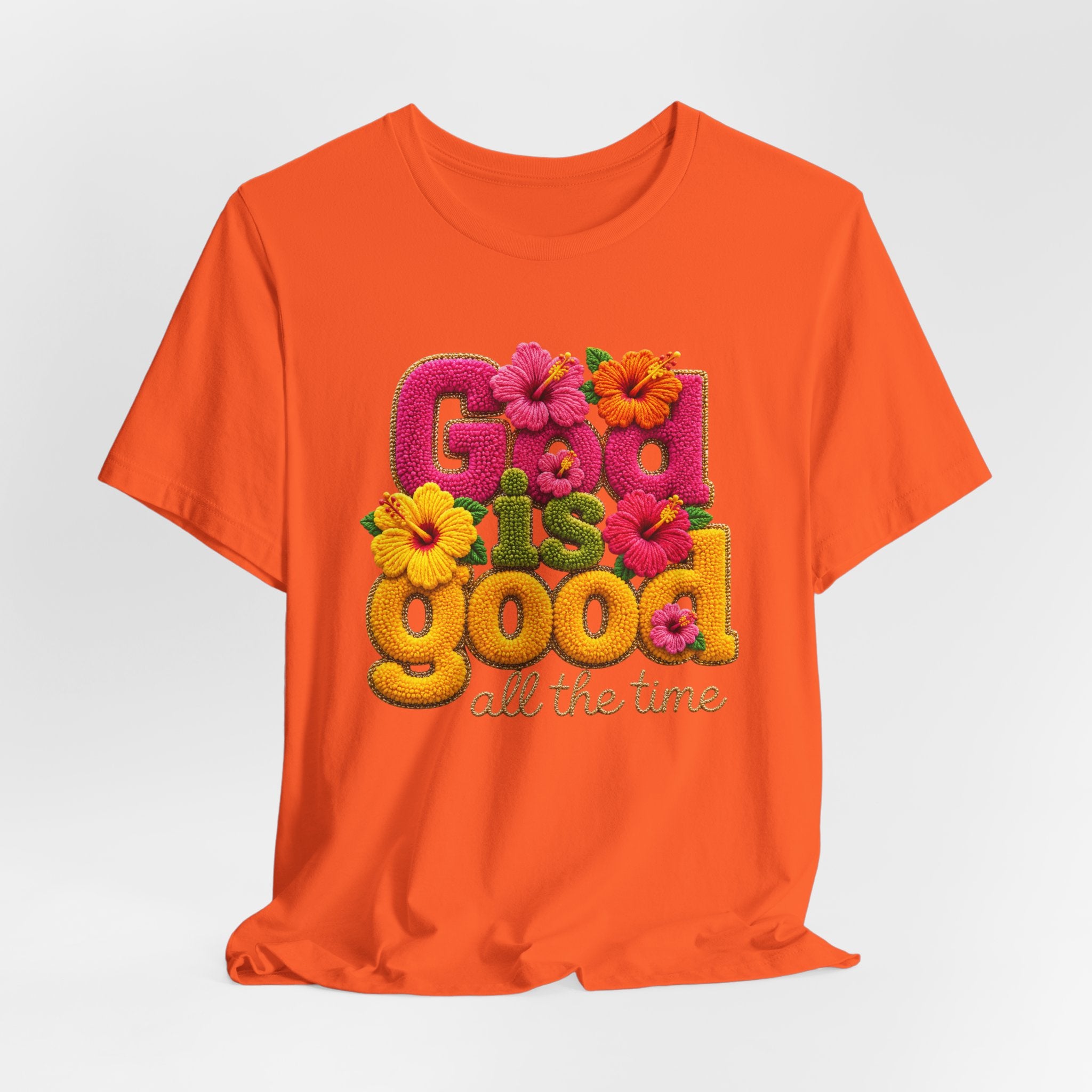 God Is Good all the time T-Shirt | Floral Retro Typography