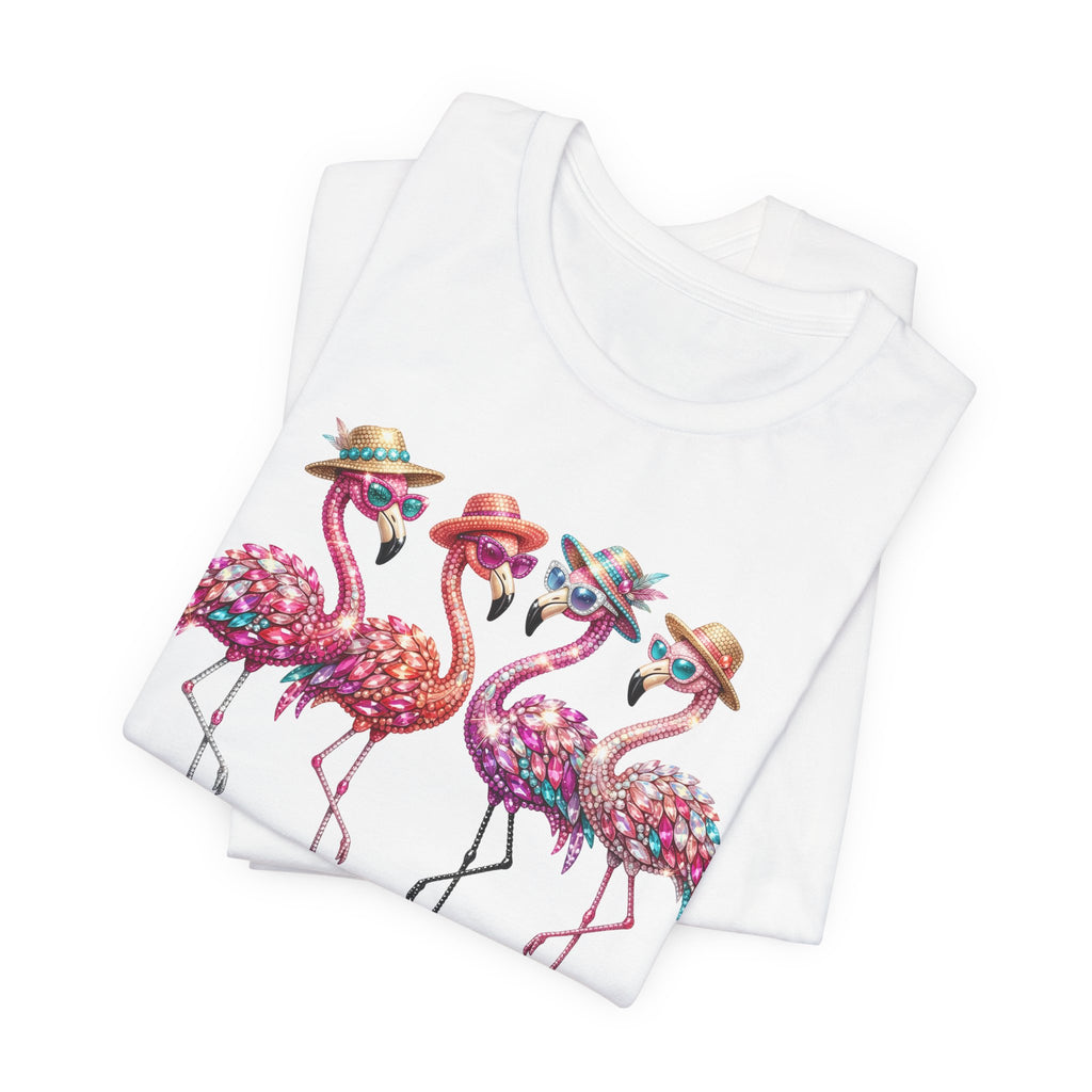 Hello Summer Flamingos T-Shirt | Pink Flamingo Beach Graphic Tee